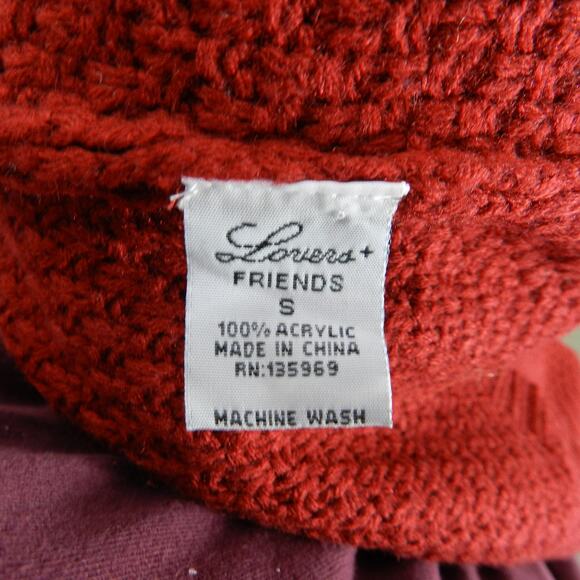 Lovers + Friends So Good Cable Knit Sweater Size S Red Pullover Jumper Chunky - Picture 8 of 9